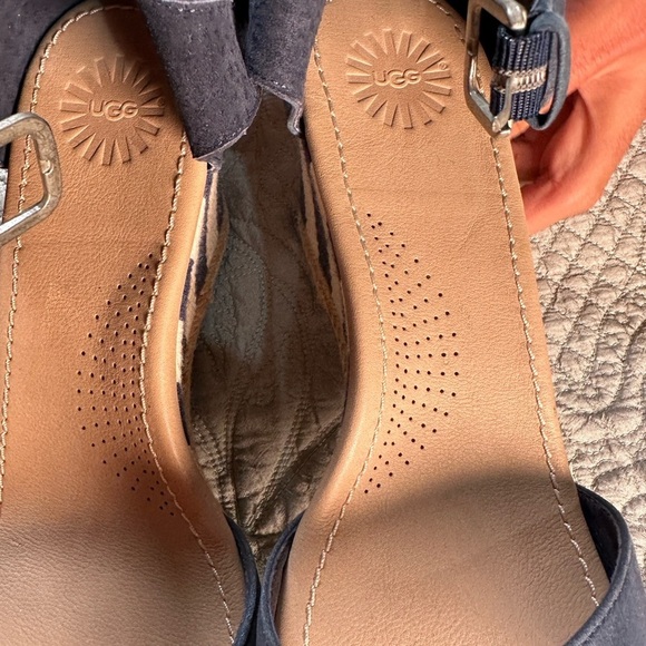 UGG Blue and Tan Sandals with Suede Straps - Picture 6 of 9